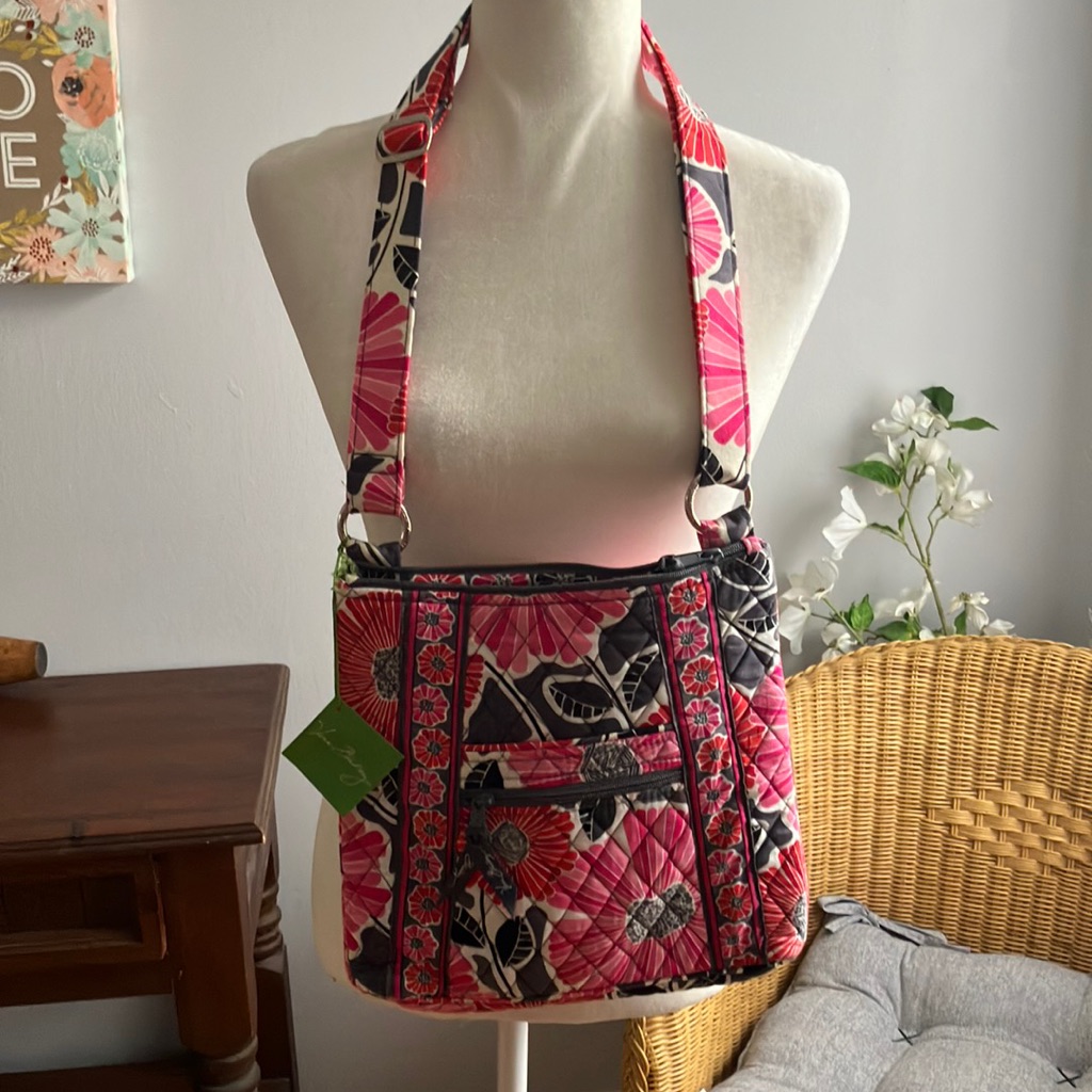 Nwt Vera Bradley Cheery Blossoms Hipster Crossbody Mail Bag Htf Vtg
